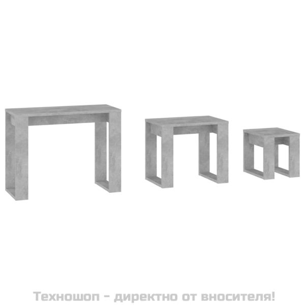 Стифиращи маси, 3 бр, бетонно сиви, инженерно дърво