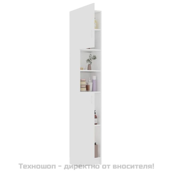 Шкаф за баня, бял, 32x25,5x190 см, инженерно дърво