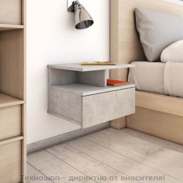 Нощни шкафчета за стена, 2 бр, бетонно сиви, 40x31x27 см