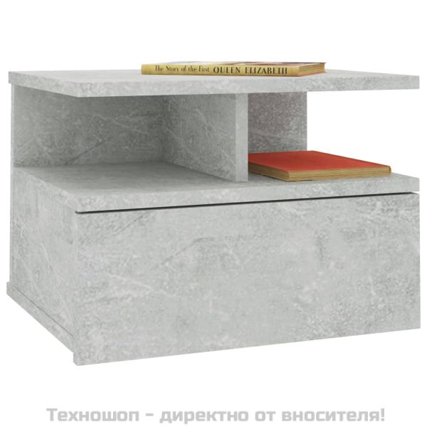 Нощни шкафчета за стена, 2 бр, бетонно сиви, 40x31x27 см