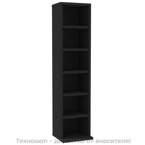 Етажерка за компактдискове, черна, 21x20x88 см, инженерно дърво