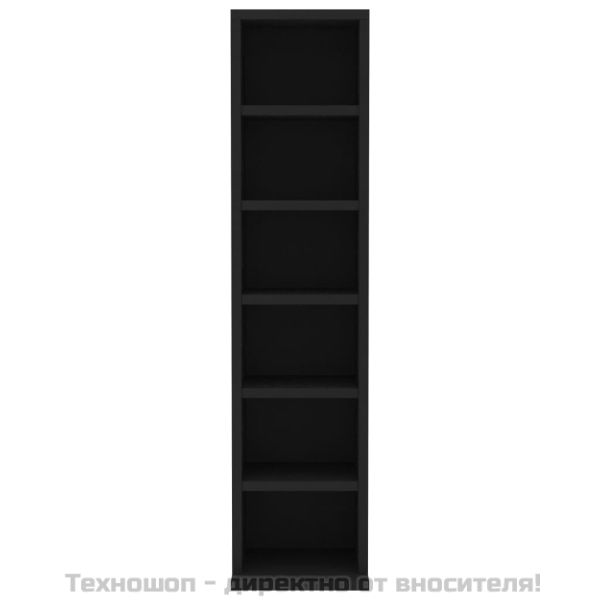 Етажерка за компактдискове, черна, 21x20x88 см, инженерно дърво