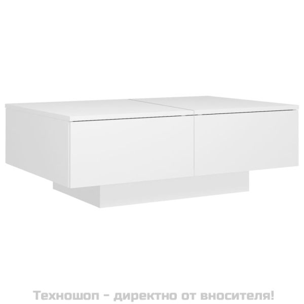 Маса за кафе, бяла, 90x60x31 см, инженерно дърво