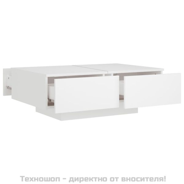 Маса за кафе, бяла, 90x60x31 см, инженерно дърво