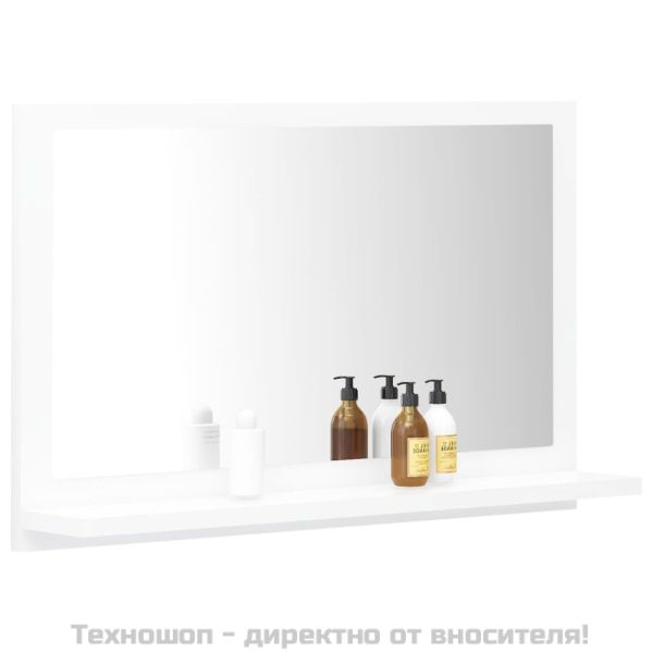 Огледало за баня, бяло, 60x10,5x37 см, инженерно дърво
