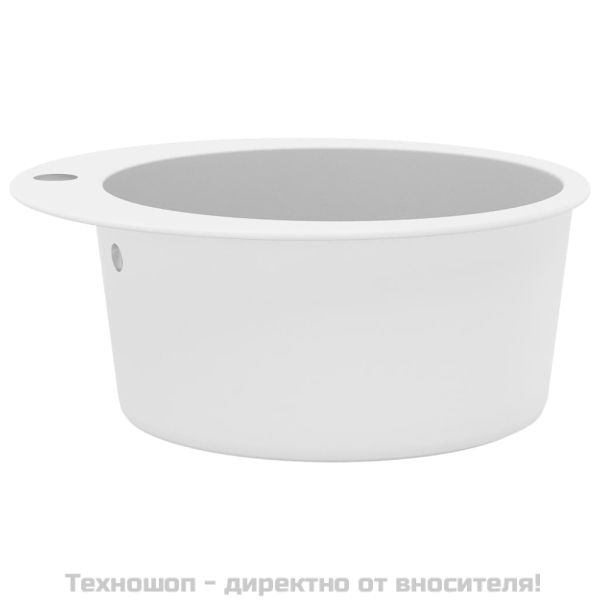Гранитна кухненска мивка с едно корито, кръгла, бяла