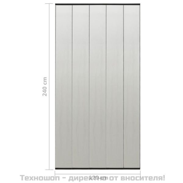 Комарник за врата с мрежеста завеса от 5 части черен 120x240 см