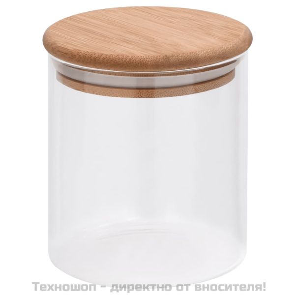 Стъклени буркани за съхранение с бамбукови капаци 6 бр 600 мл
