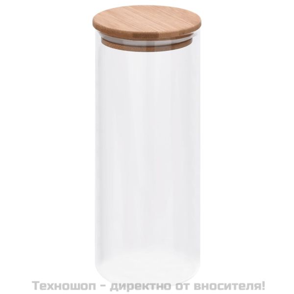 Стъклени буркани за съхранение с бамбукови капаци 6 бр 1000 мл