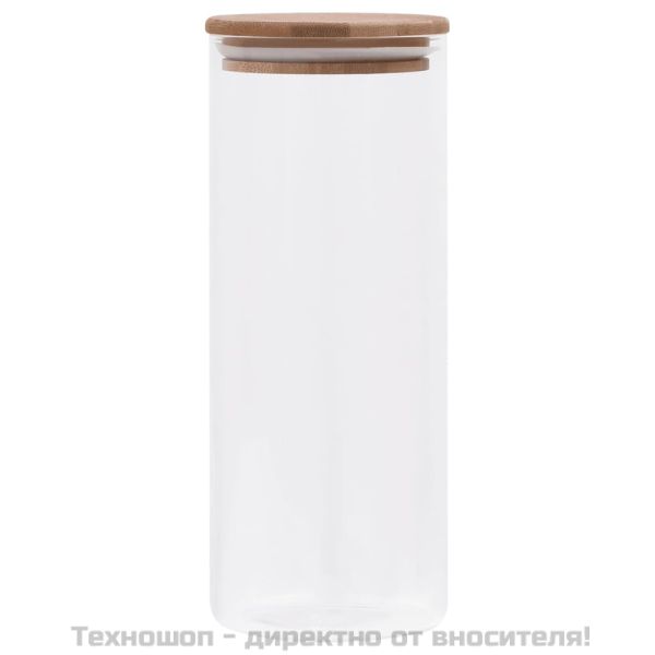 Стъклени буркани за съхранение с бамбукови капаци 6 бр 1000 мл