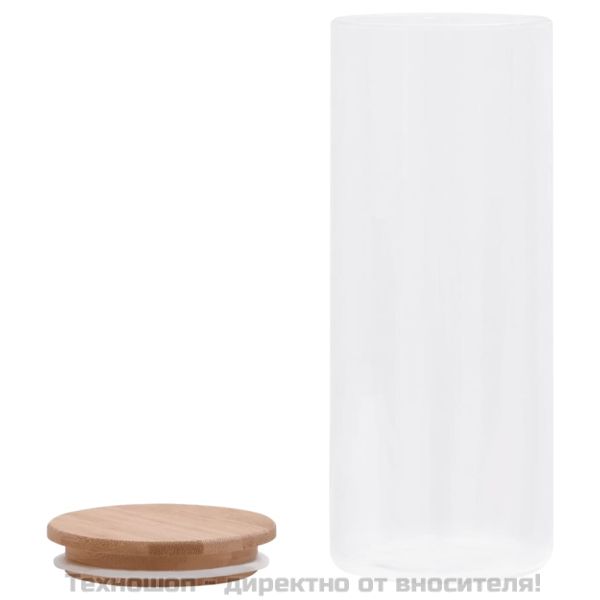 Стъклени буркани за съхранение с бамбукови капаци 6 бр 1000 мл