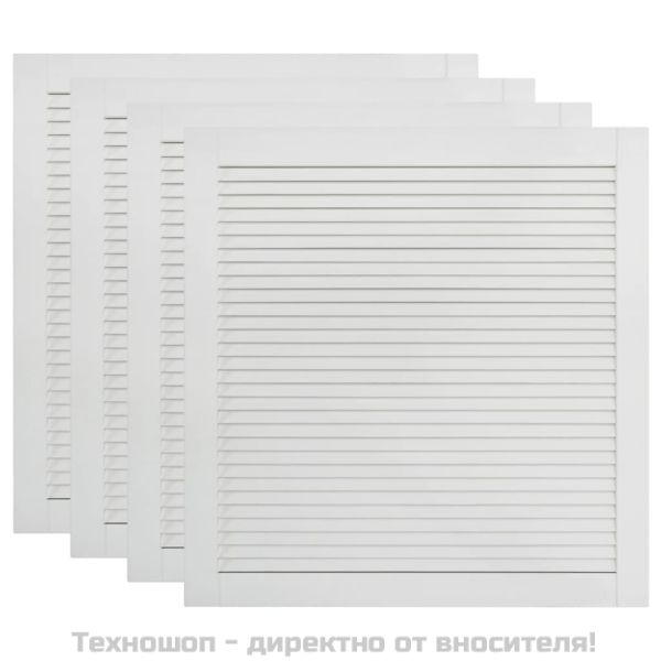 Врати за шкафове решетен дизайн 4 бр бял 61,5x59,4 см бор масив