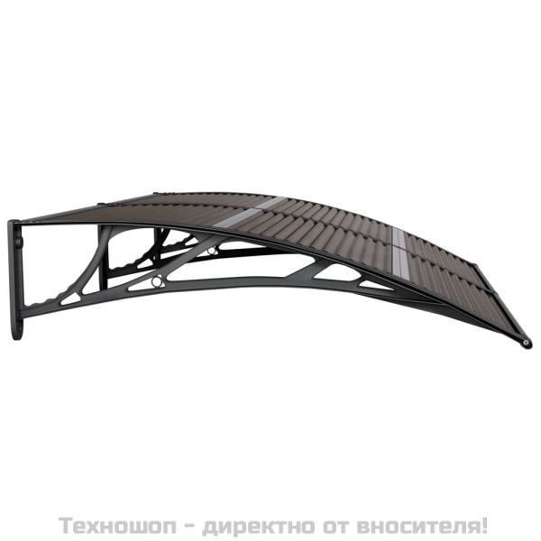 Навес за врата, черен, 150x100 см, поликарбонат