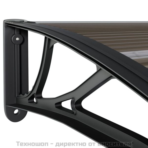 Навес за врата, черен, 150x100 см, поликарбонат