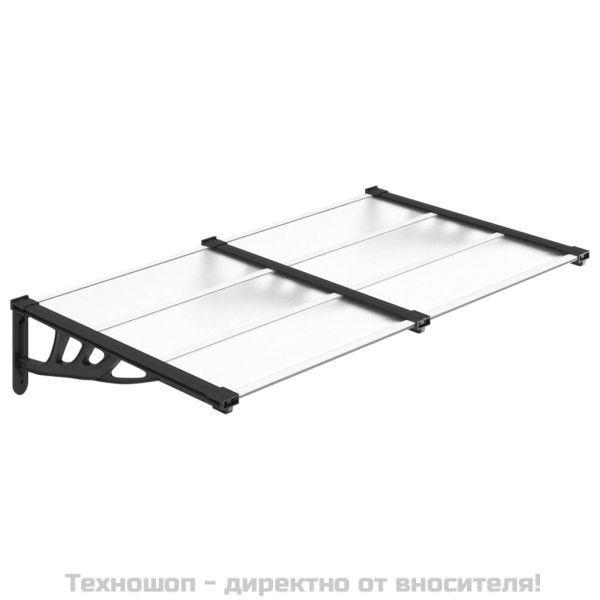 Навес за врата, черно и прозрачно, 152,5x90 см, поликарбонат