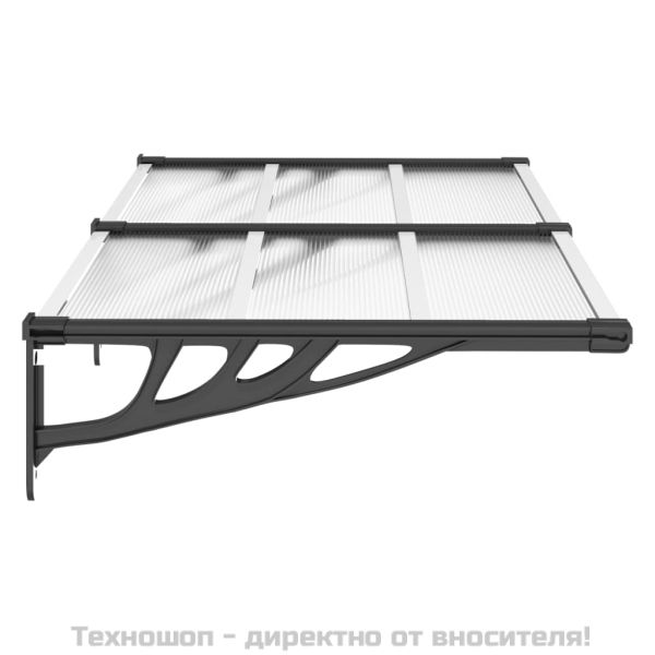 Навес за врата, черно и прозрачно, 152,5x90 см, поликарбонат