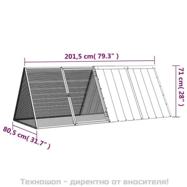 Клетка за зайци антрацит 201,5x80,5x71 см поцинкована стомана