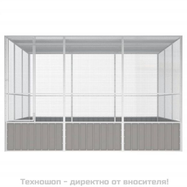 Клетка за птици сива 302,5x324,5x211,5 см поцинкована стомана