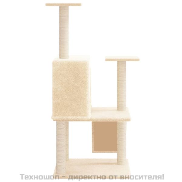 Котешко дърво със сизалени стълбове, кремаво, 109 см