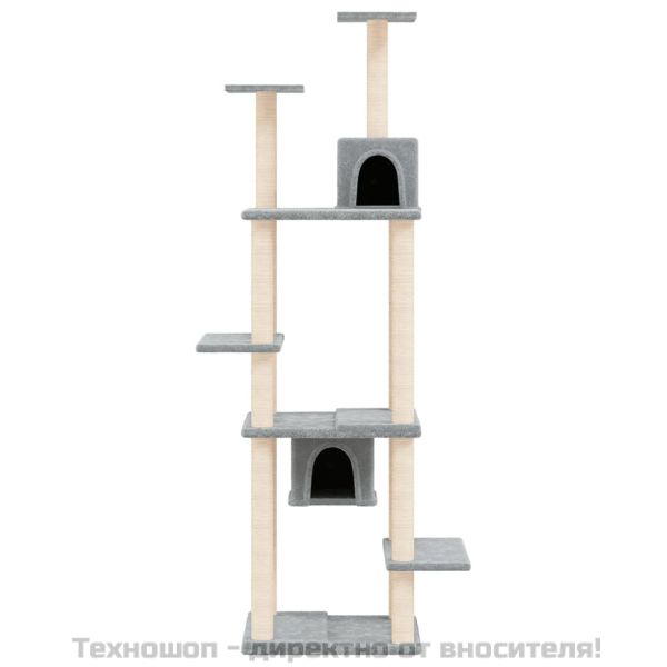 Котешко дърво със сизалени стълбове, светлосиво, 176 см