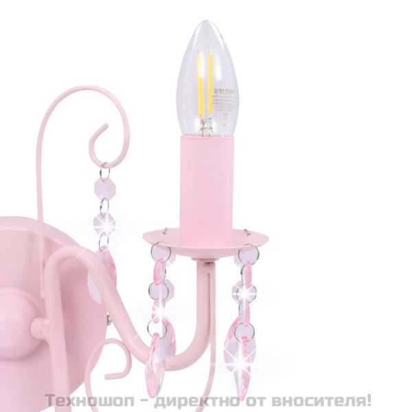 Аплик с кристали, розов, 2 х E14 крушки