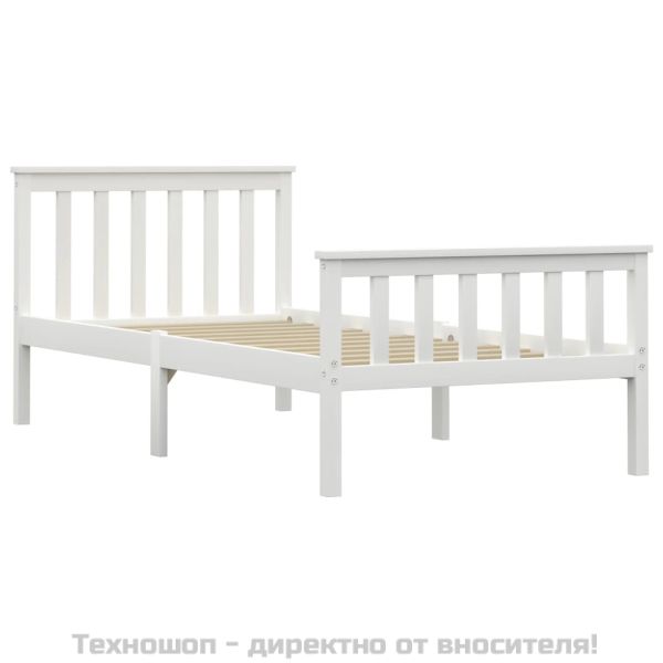 Рамка за легло, бяла, бор масив, 100х200 см