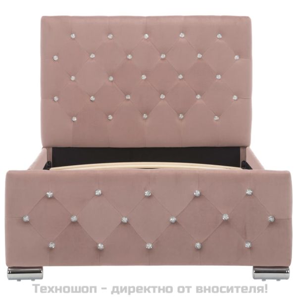 Рамка за легло, розова, кадифе, 90x200 см