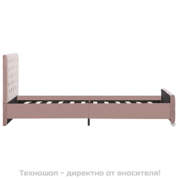 Рамка за легло, розова, кадифе, 90x200 см