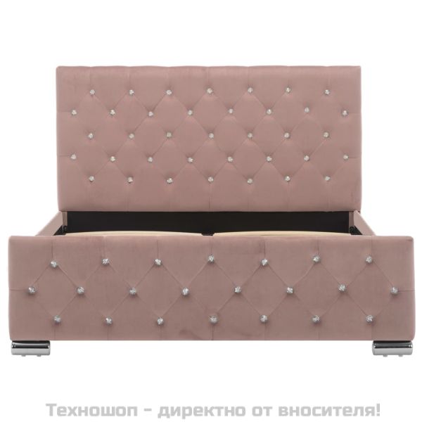 Рамка за легло, розова, кадифе, 120x200 см