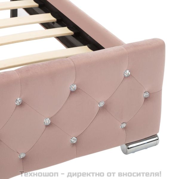 Рамка за легло, розова, кадифе, 120x200 см