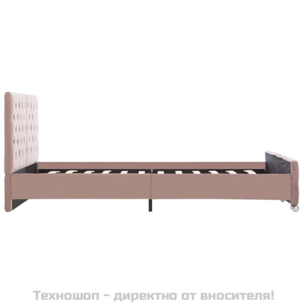 Рамка за легло, розова, кадифе, 140x200 см