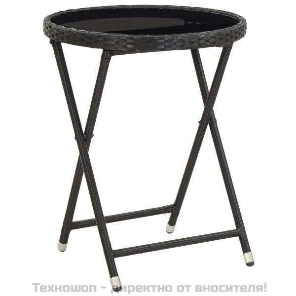 Градински бистро комплект, 3 части, полиратан, сив