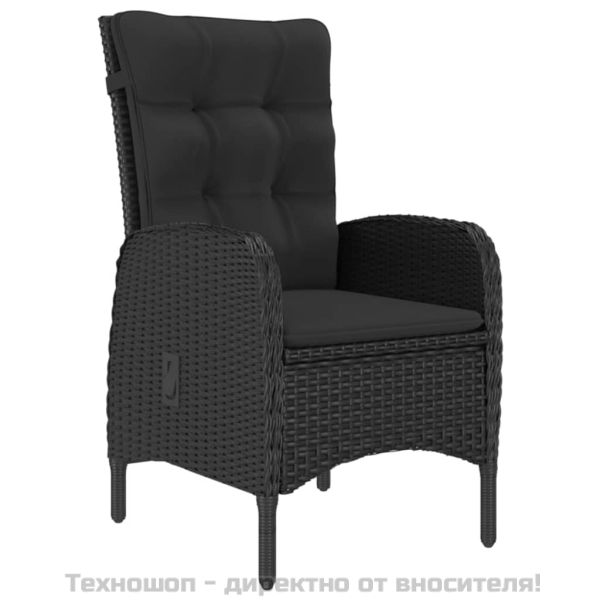 Градински бистро комплект, 3 части, полиратан, сив