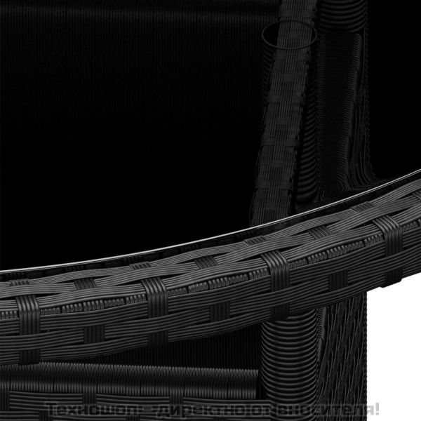 Градински бистро комплект, 3 части, полиратан, черен