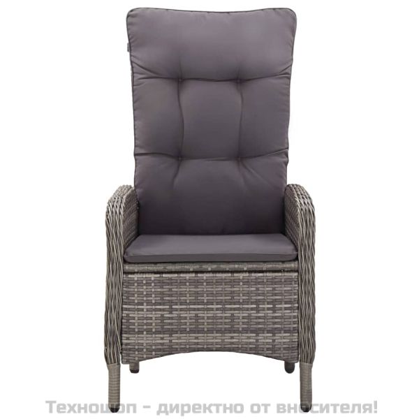 Градински бистро комплект, 5 части, полиратан, сив