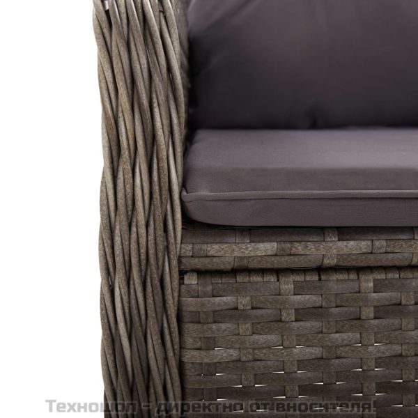 Градински бистро комплект, 5 части, полиратан, сив