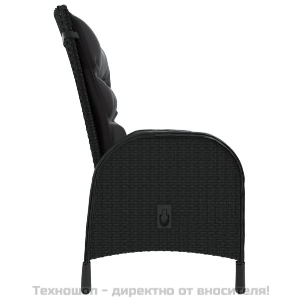 Градински бистро комплект, 5 части, полиратан, черен