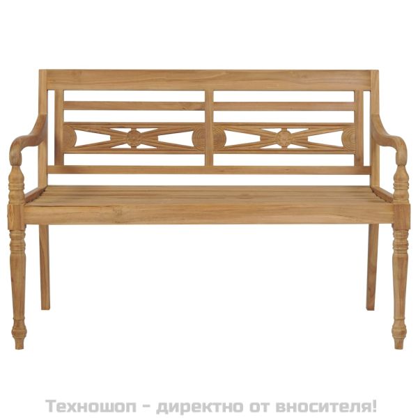 Пейка Батавия със сива възглавница, 120 см, тик масив