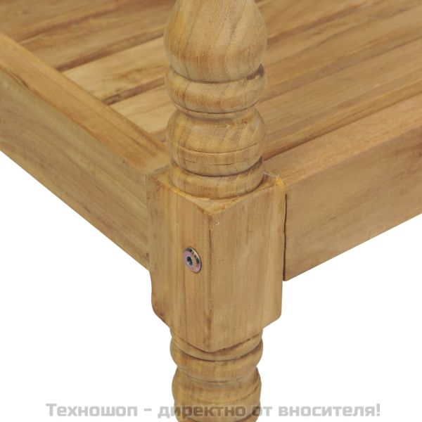 Пейка Батавия със сива възглавница, 120 см, тик масив