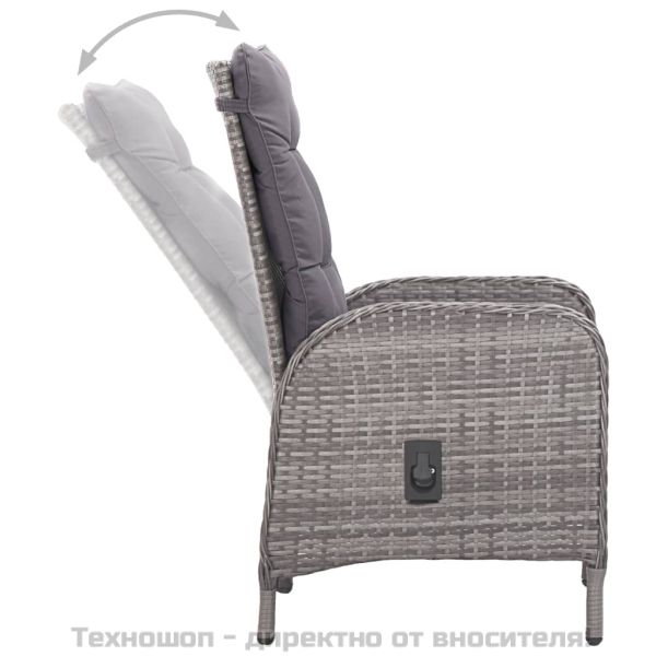 Градински трапезен комплект, 7 части, сив