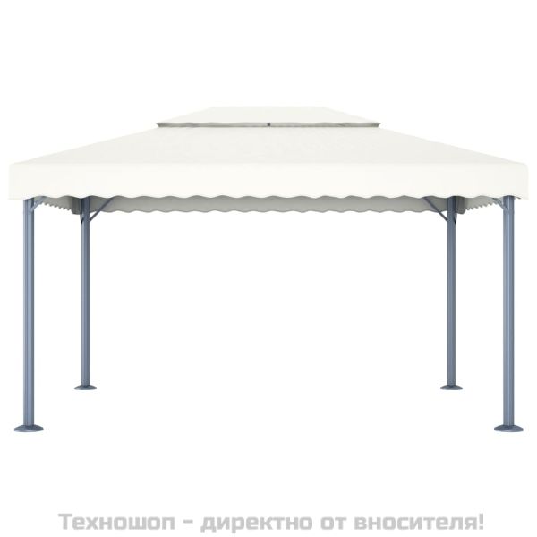 Шатра с LED светещи стрингове, 400x300 см, кремава, алуминий