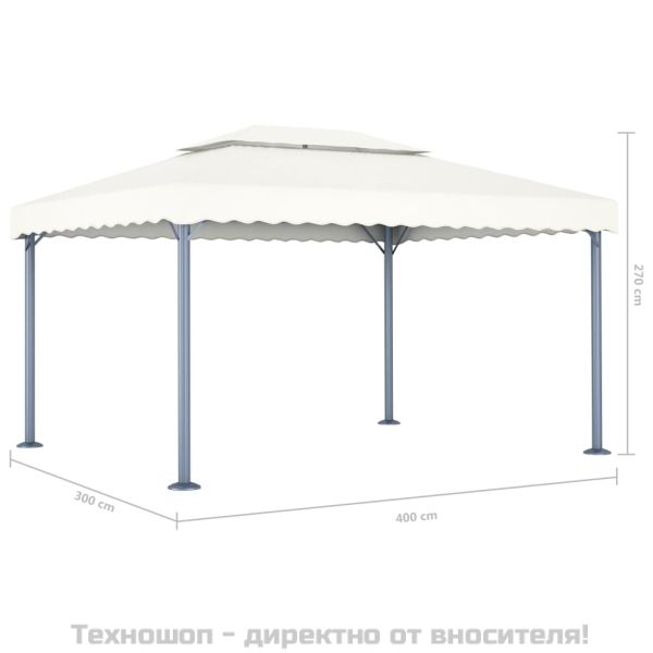 Шатра с LED светещи стрингове, 400x300 см, кремава, алуминий