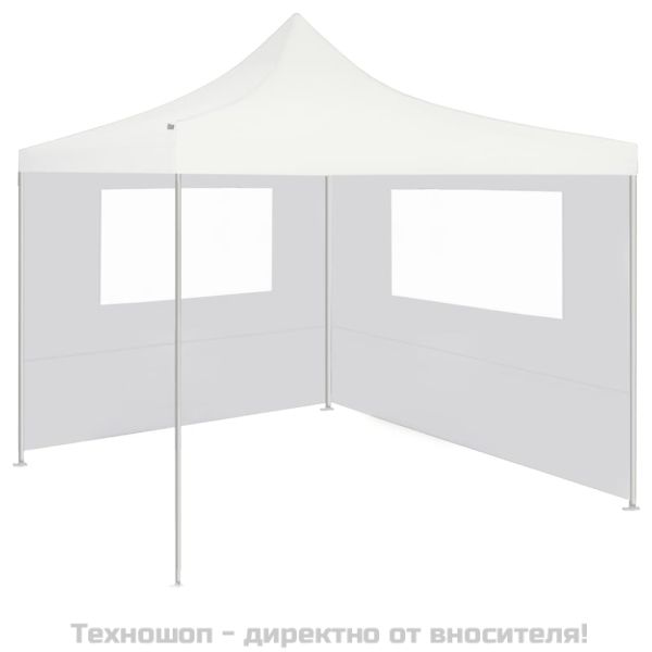Странична стена за шатра с прозорци, 4x2 м, бяла