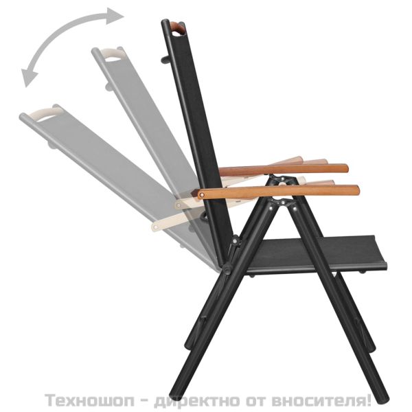 Градински трапезен комплект, 5 части, алуминий, черен