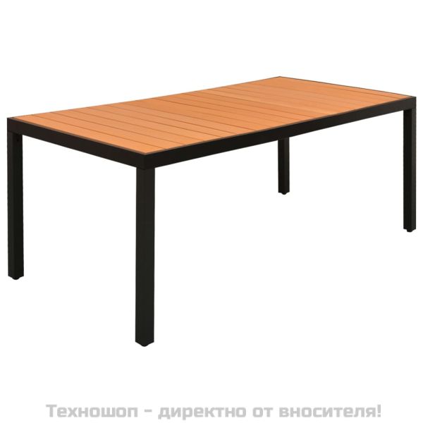 Градински трапезен комплект, 9 части, алуминий, черен