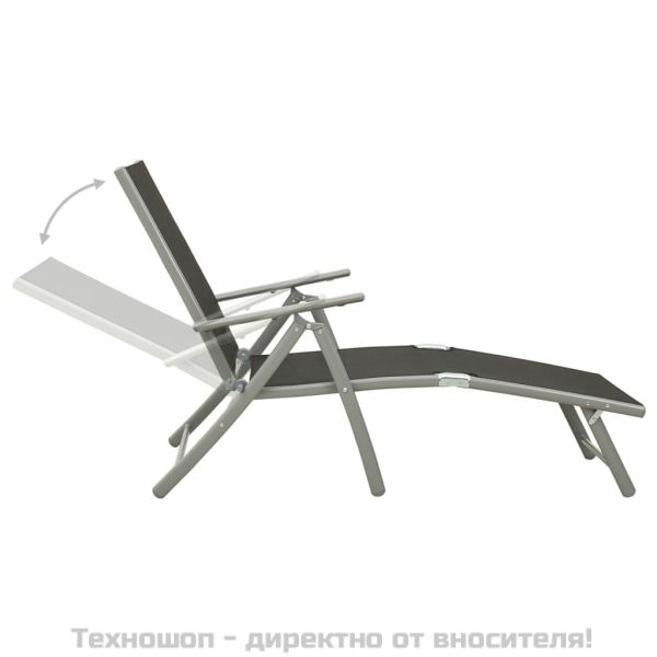 Градински лаундж комплект, 9 части, черно и сребристо