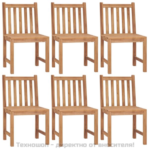 Градински столове, 6 бр, с възглавници, тиково дърво масив