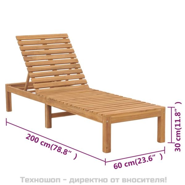 Шезлонги, 2 бр, тиково дърво масив