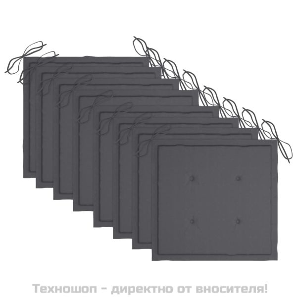 Стифиращи градински столове с възглавници 8 бр тик масив