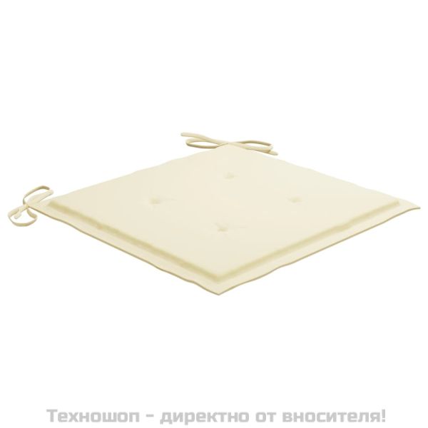 Стифиращи градински столове с възглавници 8 бр тик масив